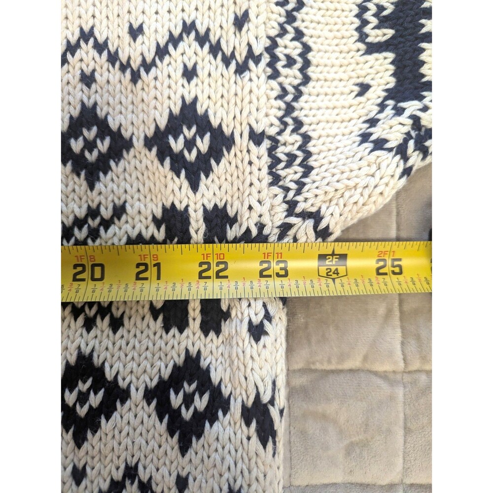 Eddie Bauer 100% Cotton Pullover Sweater Mens XL Blue/Ivory Nordic Vtg - Picture 8 of 8